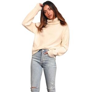 Lulu's Amazing Memories Ivory Cowl Neck Sweater